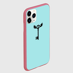 Чехол iPhone 11 Pro матовый Ключик к замочку голубой, цвет: 3D-малиновый — фото 2