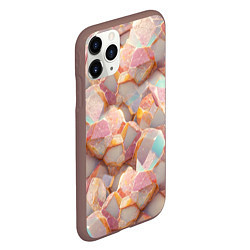 Чехол iPhone 11 Pro матовый Текстура розового мрамора на камнях, цвет: 3D-коричневый — фото 2