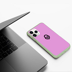Чехол iPhone 11 Pro матовый Замочек к ключику розовый, цвет: 3D-салатовый — фото 2