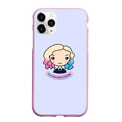 Чехол iPhone 11 Pro матовый Энид - оборотень в форме на сиреневом фоне, цвет: 3D-розовый