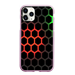 Чехол iPhone 11 Pro матовый Gradient hexagon genshin, цвет: 3D-розовый