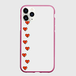 Чехол iPhone 11 Pro матовый Дорожка разбитых сердец - светлый, цвет: 3D-малиновый