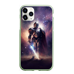Чехол iPhone 11 Pro матовый Космический рыцарь, цвет: 3D-салатовый