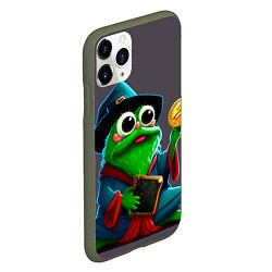 Чехол iPhone 11 Pro матовый Лягушонок Пепе нашёл монетку, цвет: 3D-темно-зеленый — фото 2