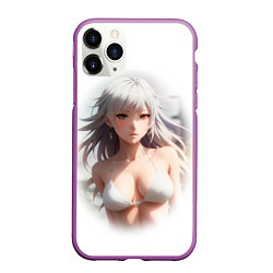 Чехол iPhone 11 Pro матовый Аниме девушка красивая, цвет: 3D-фиолетовый