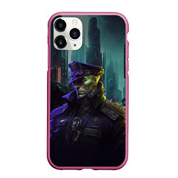 Чехол iPhone 11 Pro матовый Генерал в киберпанк, цвет: 3D-малиновый