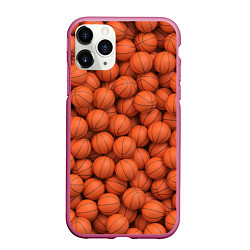 Чехол iPhone 11 Pro матовый Баскетбольные мячи, цвет: 3D-малиновый