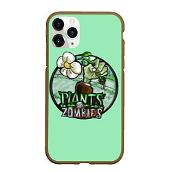 Чехол iPhone 11 Pro матовый Зомби вырывает цветок, цвет: 3D-коричневый