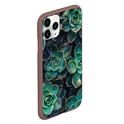 Чехол iPhone 11 Pro матовый Паттерн из множество зелёных цветов, цвет: 3D-коричневый — фото 2