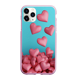 Чехол iPhone 11 Pro матовый Россыпь сердец на день святого валентина