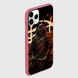 Чехол iPhone 11 Pro матовый Самурай и иероглифы, цвет: 3D-малиновый — фото 2