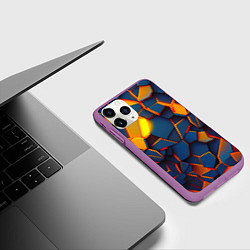 Чехол iPhone 11 Pro матовый Плитки со свечением, цвет: 3D-фиолетовый — фото 2