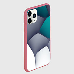Чехол iPhone 11 Pro матовый Серо-бело-синий каменный паттерн, цвет: 3D-малиновый — фото 2