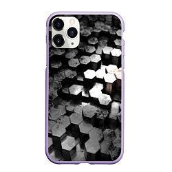 Чехол iPhone 11 Pro матовый Карбоновые соты абстрация