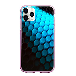 Чехол iPhone 11 Pro матовый Abstraction neon blue, цвет: 3D-розовый