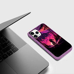 Чехол iPhone 11 Pro матовый Велопрогулка на закате, цвет: 3D-фиолетовый — фото 2