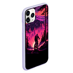 Чехол iPhone 11 Pro матовый Велопрогулка на закате, цвет: 3D-светло-сиреневый — фото 2