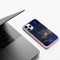 Чехол iPhone 11 Pro матовый Синяя абстракция, цвет: 3D-розовый — фото 2