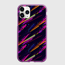 Чехол iPhone 11 Pro матовый Глитч полосы, цвет: 3D-фиолетовый
