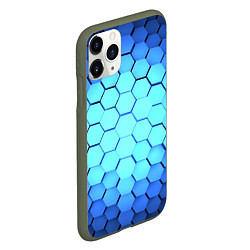 Чехол iPhone 11 Pro матовый Голубые соты шейповая абстракция, цвет: 3D-темно-зеленый — фото 2