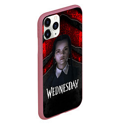 Чехол iPhone 11 Pro матовый Wedneday black and red, цвет: 3D-малиновый — фото 2