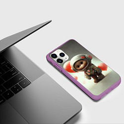 Чехол iPhone 11 Pro матовый Комонавт с красными шариками, цвет: 3D-фиолетовый — фото 2