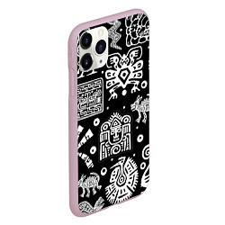 Чехол iPhone 11 Pro матовый Знаки племени Майя, цвет: 3D-розовый — фото 2