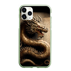 Чехол iPhone 11 Pro матовый Китайский дракон с открытой пастью, цвет: 3D-салатовый