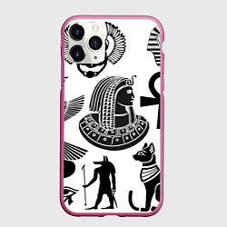 Чехол iPhone 11 Pro матовый Египетские знаки, цвет: 3D-малиновый