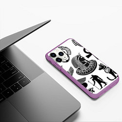Чехол iPhone 11 Pro матовый Египетские знаки, цвет: 3D-фиолетовый — фото 2