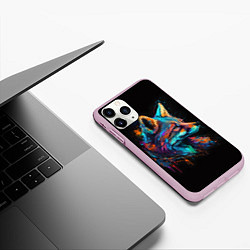 Чехол iPhone 11 Pro матовый Красочная лиса, цвет: 3D-розовый — фото 2