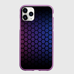 Чехол iPhone 11 Pro матовый Abstract hexagon fon, цвет: 3D-фиолетовый
