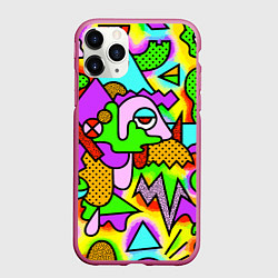 Чехол iPhone 11 Pro матовый Psychedelic acid, цвет: 3D-малиновый