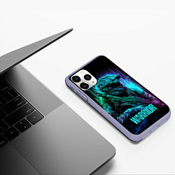 Чехол iPhone 11 Pro матовый Воин в стиле киберпанк, цвет: 3D-светло-сиреневый — фото 2