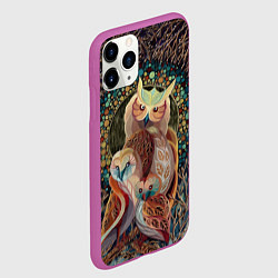 Чехол iPhone 11 Pro матовый Семейство лунных сов, цвет: 3D-фиолетовый — фото 2