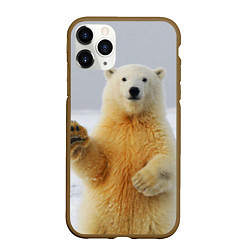 Чехол iPhone 11 Pro матовый Белый медведь приветствует, цвет: 3D-коричневый