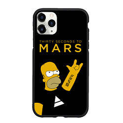 Чехол iPhone 11 Pro матовый 30 Seconds to Mars Гомер Симпсон рокер, цвет: 3D-черный