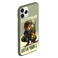 Чехол iPhone 11 Pro матовый Настоящий мужчина тигр, цвет: 3D-темно-зеленый — фото 2