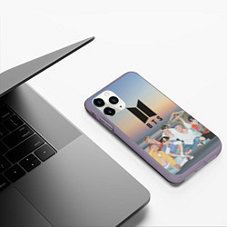 Чехол iPhone 11 Pro матовый BTS sunset, цвет: 3D-серый — фото 2