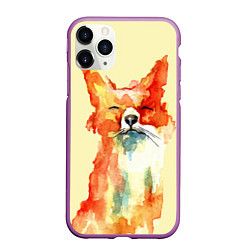 Чехол iPhone 11 Pro матовый Живописная лисица, цвет: 3D-фиолетовый