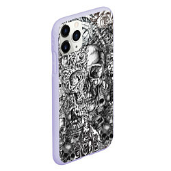 Чехол iPhone 11 Pro матовый Татуировки черепов, цвет: 3D-светло-сиреневый — фото 2