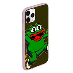 Чехол iPhone 11 Pro матовый Лягушонок Пепе начал бегать, цвет: 3D-розовый — фото 2