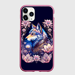 Чехол iPhone 11 Pro матовый Мистическая волчица, цвет: 3D-малиновый