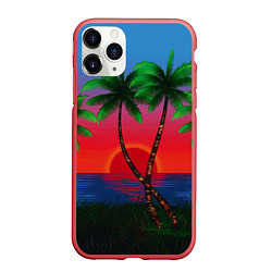 Чехол iPhone 11 Pro матовый Пальмы и море