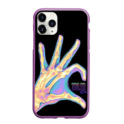 Чехол iPhone 11 Pro матовый Сердечко левой рукой - неоновый рентген, цвет: 3D-фиолетовый
