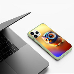 Чехол iPhone 11 Pro матовый Яркая совушка, цвет: 3D-салатовый — фото 2