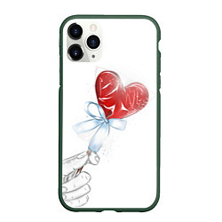 Чехол iPhone 11 Pro матовый Леденец сердечко, цвет: 3D-темно-зеленый
