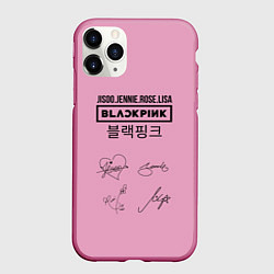 Чехол iPhone 11 Pro матовый Blackpink лого и подписи, цвет: 3D-малиновый