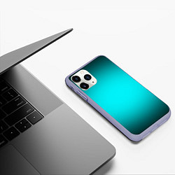 Чехол iPhone 11 Pro матовый Неоновый синий градиент, цвет: 3D-светло-сиреневый — фото 2