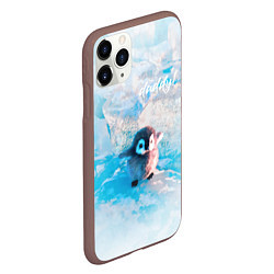 Чехол iPhone 11 Pro матовый Милый пингвин - папочка, цвет: 3D-коричневый — фото 2